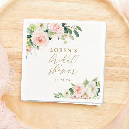 Guardanapo De Papel Chá de Noiva Floral em Aquarela Rosa Elegante