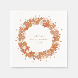 Guardanapo De Papel Chá de Noiva Floral Laranja Groovy Boho Personaliz