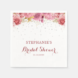 Guardanapo De Papel Chá de Noiva Floral Rosa Elegante