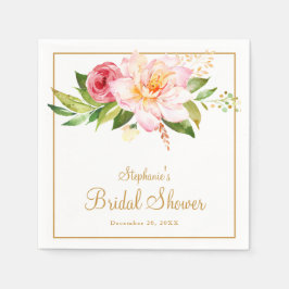 Guardanapo De Papel Chá de Noiva Floral Rosa Elegante