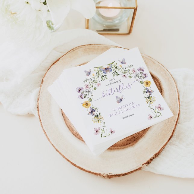 Guardanapo De Papel Chá de Noiva Floral Roxo Borboleta Lifetime (Criador carregado)