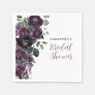 Guardanapo De Papel Chá de Noiva Floral Roxo Sombrio