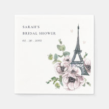 Chá de Noiva Floral Torre Eiffel Rústico Vintage