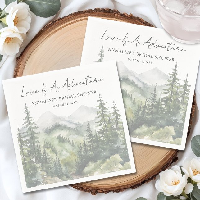 Guardanapo De Papel Chá de Noiva Forest Mountain Adventure (Forest Mountain Adventure Bridal Shower Napkins )