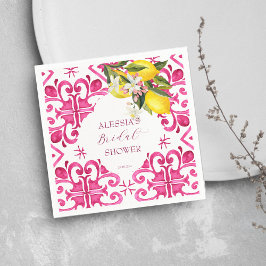 Guardanapo De Papel Chá de noiva Fuchsia Majolica magenta azulejos 