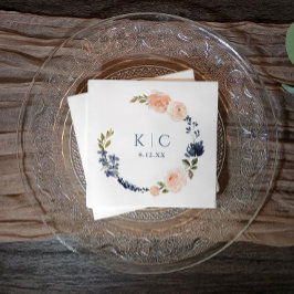 Guardanapo De Papel Chá de Noiva Jardim Botânico Rosa e Azul Poeira