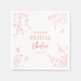 Guardanapo De Papel Chá de Noiva Jardim Rosa Cereja Chinoiserie