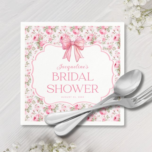 Guardanapo De Papel Chá de Noiva Laço Rosa Shabby Chic (Criador carregado)