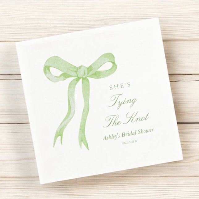 Guardanapo De Papel Chá de Noiva Laço Verde Ela Vai Casar (Criador carregado)