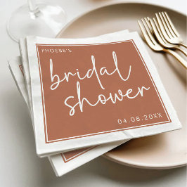 Guardanapo De Papel Chá de Noiva Minimalista Terracota Script