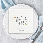 Guardanapo De Papel Chá de Noiva Modern Script Corações Dourados Futur<br><div class="desc">Guardanapos de papel personalizados para chá de noiva com "future Mrs" em caligrafia moderna e estilosa com desenho de corações dourados.</div>