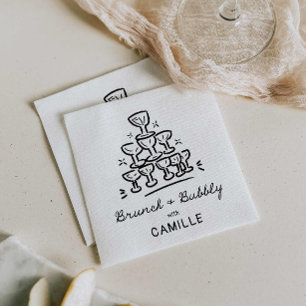 Guardanapo De Papel Chá de Noiva Moderno com Brunch e Bolhas