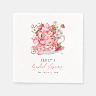 Guardanapo De Papel Chá de Noiva Moderno de Xícara de Morango