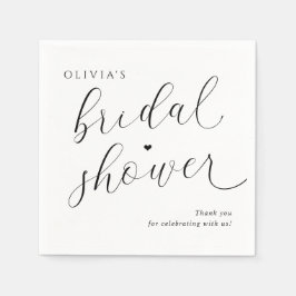 Guardanapo De Papel Chá de Noiva Moderno Preto e Branco Elegante