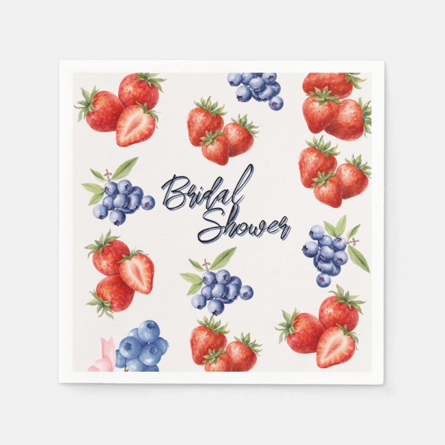 Guardanapo De Papel Chá de Noiva Morango Doce Fruta (Frente)