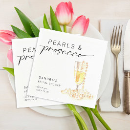 Guardanapo De Papel Chá de Noiva Pérolas e Prosecco Personalizado Míni