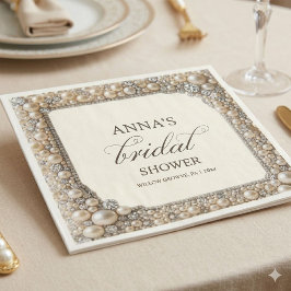 Guardanapo De Papel Chá de Noiva Pérolas Elegantes