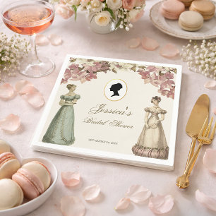 Guardanapo De Papel Chá de Noiva Regência Vintage Elegante Floral Rosa
