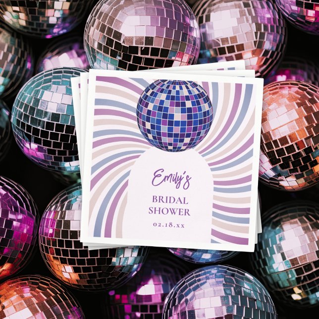 Guardanapo De Papel Chá de Noiva Retro Groovy Disco (Criador carregado)