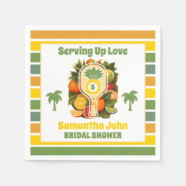 Guardanapo De Papel Chá de Noiva Retrô Tropical de Abacaxi de Pickleba (Frente)