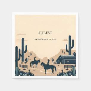 Guardanapo De Papel Chá de Noiva Rodeio Retro Cavalo Rústico Western