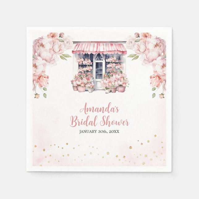 Guardanapo De Papel Chá de Noiva Rosa Bege Ela Está Fora do Mercado (Frente)