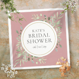 Guardanapo De Papel Chá de Noiva Rosa Poeirento Elegante Folhagem Dour