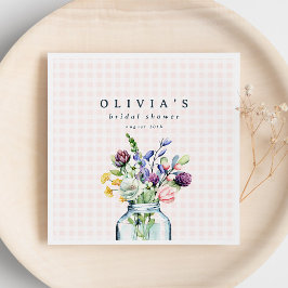 Guardanapo De Papel Chá de Noiva Rústico com Jarra de Mason de Flores