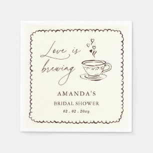 Guardanapo De Papel Chá de Noiva Simple Love is Brewing Coffee