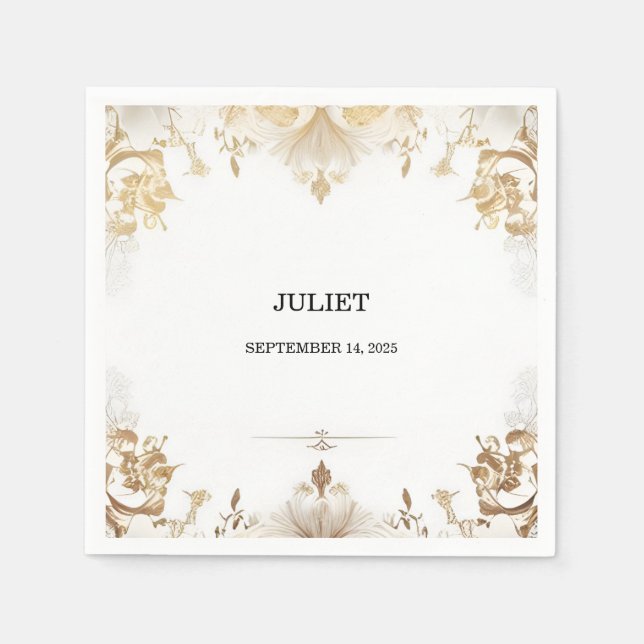 Guardanapo De Papel Chá de Noiva Simples Clássico Formal Branco (Frente)