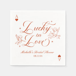 Guardanapo De Papel Chá de Noiva Sortuda no Amor Cupido Vintage