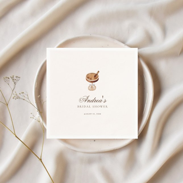 Guardanapo De Papel Chá de Noiva Temático de Café com Martini de Espre (Criador carregado)