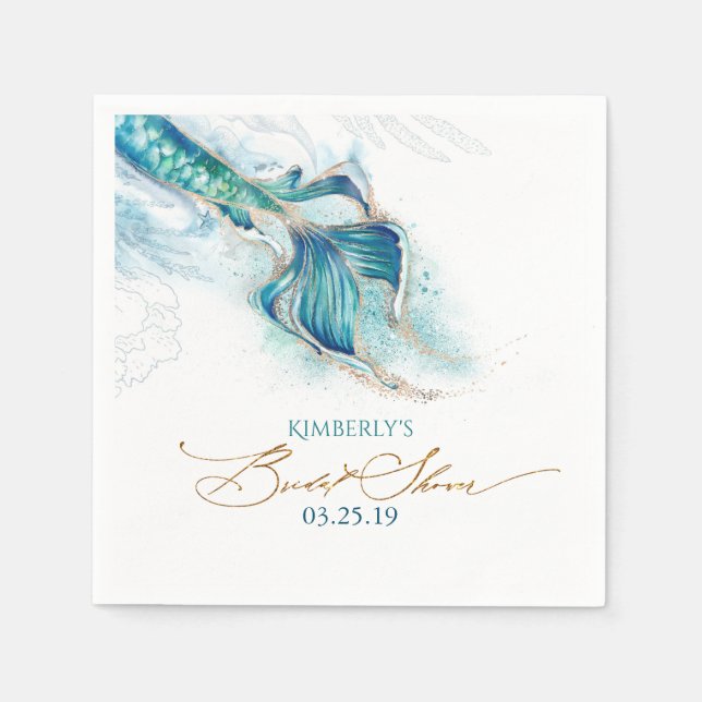 Guardanapo De Papel Chá de Noiva Temático Sereia Debaixo do Mar (Frente)
