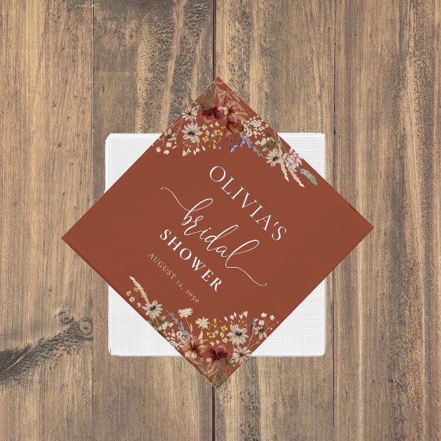 Guardanapo De Papel Chá de Noiva Terracotta Tiny Wildflower (Criador carregado)