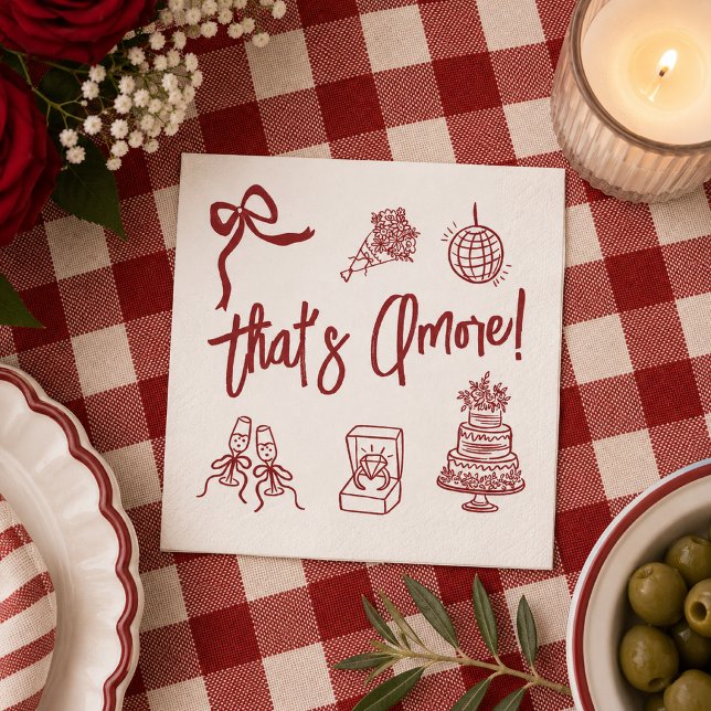 Guardanapo De Papel Chá de Noiva That's Amore (That's Amore Bridal shower Napkins)