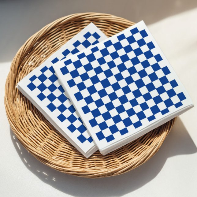 Guardanapo De Papel Chá de Noiva Xadrez Azul (Blue Checker Bridal Shower Napkins)