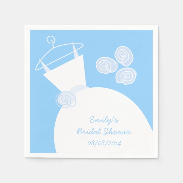 Guardanapo De Papel Chá de panela Azul de Casamento 'Text' (Frente)