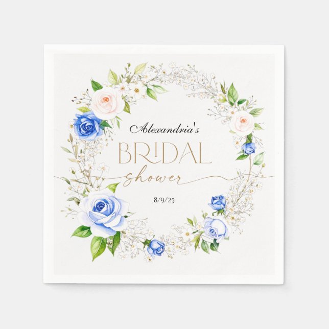 Guardanapo De Papel Chá de panela azul-pastel romântico (Frente)