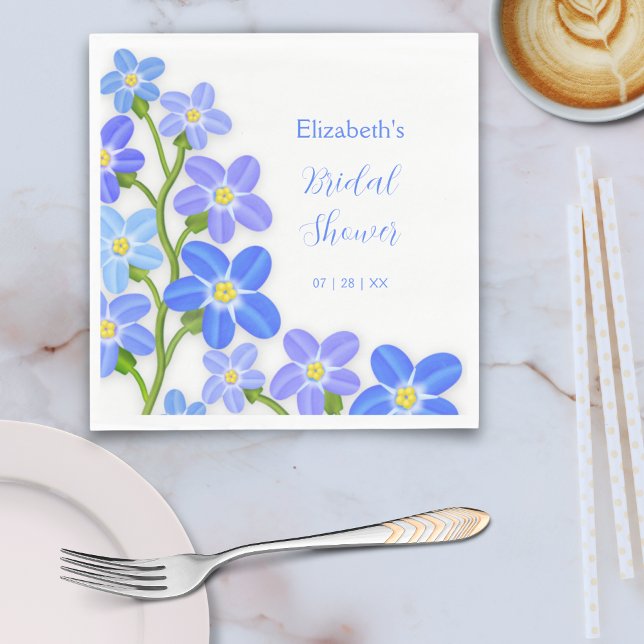 Guardanapo De Papel Chá de panela Blue Purple Floral Forget-Me-Nots (Blue Purple Floral Forget-Me-Nots Bridal Shower Napkins)
