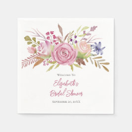 Guardanapo De Papel Chá de panela Botânico de Aquarela Floral Rosa