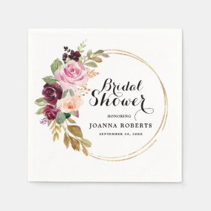 Guardanapo De Papel Chá de panela Botânico Rosa-Rosa Pregado de Plum