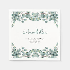 Guardanapo De Papel Chá de panela Branco Verde Simples Eucalyptus