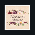 Guardanapo De Papel Chá de panela Burgundy Red Floral Russo Boho<br><div class="desc">Queimadores de papel de Chá de panela Red Floral Rustic Boho Burlap, com Aquarela Burgundia Vermelha Floral. Perfeito para um casamento outono. O design apresenta um buquê espantoso de burgundy / Marsala, pêssego, marinho/rosa com folhas correspondentes. Por favor, encontre mais designs e variações na minha loja de "blisswedingpaperie". E sinta-se...</div>