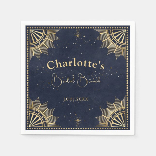 Guardanapo De Papel Chá de panela Celestial marinho e Dourado (Frente)