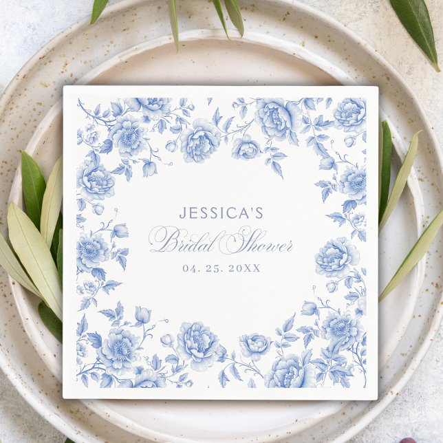 Guardanapo De Papel Chá de panela Chinoiserie Azul Elegante Chic (Criador carregado)