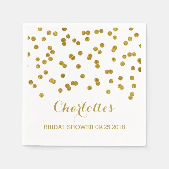 Guardanapo De Papel Chá de panela Confetti Dourado (Frente)