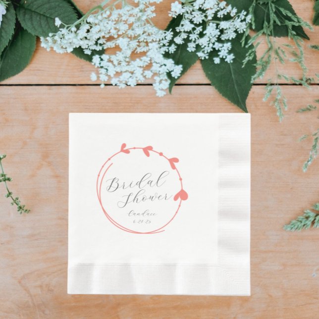 Guardanapo De Papel Chá de panela Coral Simples (In Situ Wedding)