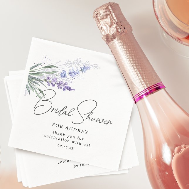 Guardanapo De Papel Chá de panela de Aquarela de Lavanda Elegante (Elegant Lavender Watercolor Bridal Shower Napkins)