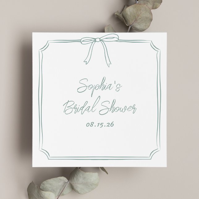 Guardanapo De Papel Chá de panela de Arco Clássico Simples Elegante Sa (Celebrate in style with these soft sage green napkins—ideal for an elegant and relaxed bridal shower)