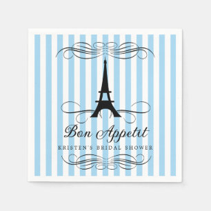 Guardanapo De Papel Chá de panela de Bandas Azuis da Torre Eiffel de P